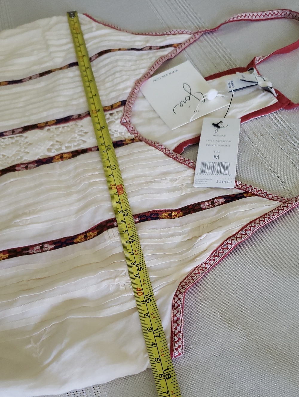 Joie New Dress Embroidered Cotton Slip Shift Chic Women's Sz M Ivory $318 - Picture 10 of 16